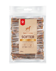 MACED Super Premium Softer maškrta pre psov hovädzie mäso s mrkvou mini ekonomické balenie 500 g
