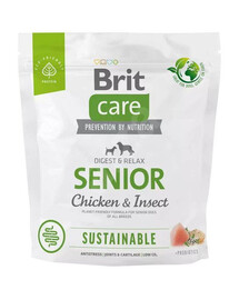 Brit care dog sustainable senior kuracie insect granule pre staršie psy 1 kg