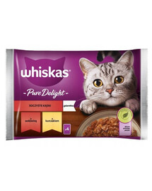 Whiskas Pure Delight s hovädzím a kuracím mäsom 4x 85 g