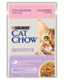 Purina CAT CHOW Sensitive Losos a cuketa v omáčce 85g - vlhké krmivo pro kočky