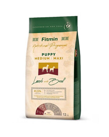 FITMIN Dog Medium Maxi Puppy Lamb&Beef 12 kg granule pre šteňatá s jahňacím a hovädzím mäsom