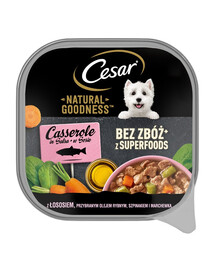 CESAR Natural Goodness tacka w sosie 100 g z łososiem  wzbogacony olejem rybnym, szpinakiem i marchewką