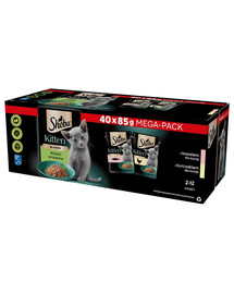SHEBA Kitten mix príchutí maškrty pre mačiatka v omáčke 40x85g v omáčke kúsky s lososom, kura pre mačiatka