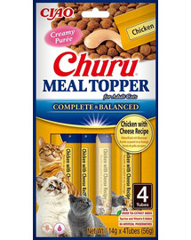 INABA Meal Topper Chicken Cheese 4x14 g krémový kurací a syrový doplnok do krmiva pre mačky