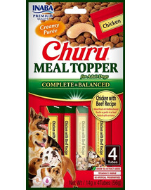 INABA Dog Meal Topper Chicken Beef 4x14 g krémový doplnok krmiva pre psov s kuracím a hovädzím mäsom