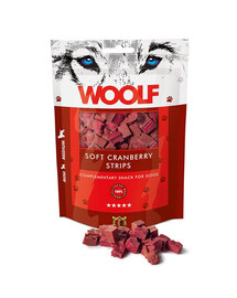 WOOLF pochúťka soft cranberry strips pre plemena všetkých veľkosti 100g