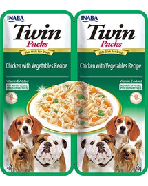 INABA Dog Twin Kuracie mäso so zeleninou vo vývare pre psov 2x40 g