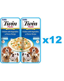 INABA Dog Twin Kuracie mäso, zelenina a syr vo vývare pre psov 24x40 g