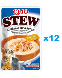 INABA CIAO Stew Kuracie mäso a tuniakový guláš pre mačky 12x40 g