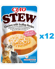 INABA CIAO Guláš s kuracím mäsom a hrebenatkami 12x40g