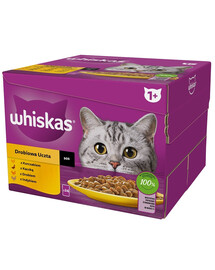 WHISKAS Adult Drobiowa Uczta w sosie 24x85 g kawałki z kurczakiem, kaczką, drobiem, indykiem dla dorosłych kotów