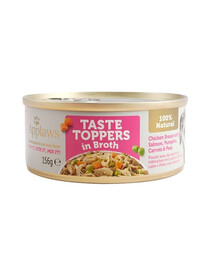 APPLAWS Taste Toppers kuracie mäso, losos, tekvica vo vývare 72x156 g + Taste Toppers Kuracie prsia vo vývare 72x156g ZADARMO