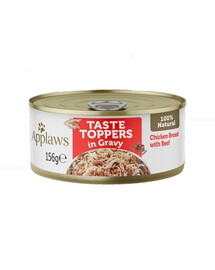 APPLAWS Taste Toppers kuracie s hovädzím mäsom v želé 72x156 g + Taste Toppers Kuracie prsia vo vývare 72x156g ZADARMO