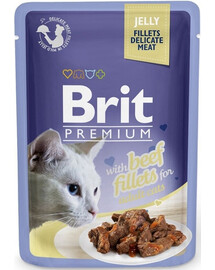BRIT Premium Cat Delicate fillets in jelly s hovädzím mäsom v želé pre mačky 24x85g