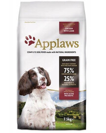 APPLAWS Dog Adult Small & Medium Breed Chicken & Lamb 7,5 kg + Taste Toppers kuracie mäso vo vývare 18x156g