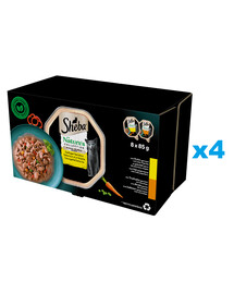 SHEBA Nature’s Collection vaničky s príchuťou hydiny 32x85 g kompletné krmivo pre dospelé mačky v omáčke s kúskami kuracieho, morčacieho