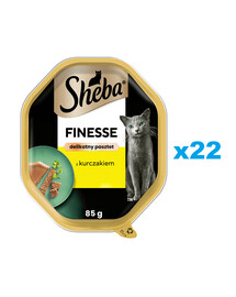 SHEBA Finesse 22×85 g Vanička s kuracím mäsom v paštéte pre mačky