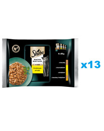 SHEBA Selection Select Slices Hydinové príchute vrecka 52x85 g kompletné krmivo pre dospelé mačky v omáčke s kúskami kačice, kuracieho mäsa, hydiny, kačice a moriaka