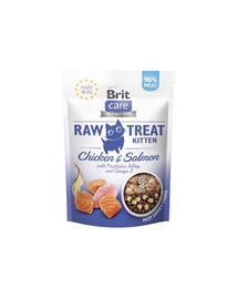 BRIT Care Raw Treat Freeze Dried Kitten 40 g przysmak liofilizowany Kurczak i łosoś z probiotykami dla kociąt