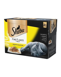 SHEBA Delicacy Hydinové príchute vrecúška 48x85 g kompletné krmivo pre dospelé mačky v kúskoch želé s: kačicou, kuracím mäsom, hydinou, morkou