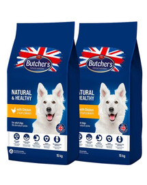BUTCHER'S Natural&Healthy krmivo pre psov s kuracím mäsom 30 kg (2 x 15 kg)