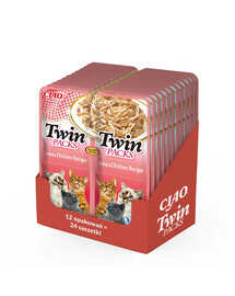INABA Twin Tuniak s kuřecím masom vo vývare pre mačky 24x40 g