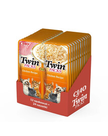 INABA Twin Kurča vo vývare pre mačky 24x40 g