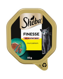 SHEBA Finesse Kompletné krmivo pre dospelé mačky s kuracím mäsom v pene 85 g