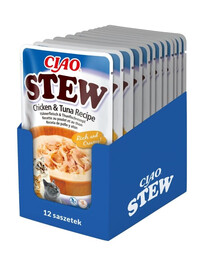 INABA CIAO Stew dusené kura a tuniak pre mačky 12x40 g