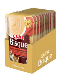 INABA CIAO Bisque Krémová polievka s kuracím mäsom a hovädzím mäsom 12x40g