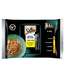SHEBA Delicacy in Jelly Hydinové príchute - krmivo pre mačky v želé (s kuracím, morčacím, kačacím, hydinovým) kapsičky 4x85g