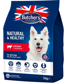 BUTCHER'S Natural&Healthy krmivo pre psov s hovädzím mäsom 3 kg