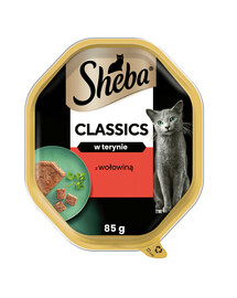 SHEBA Classics s hovädzím mäsom 85g - krmivo pre mačky v paštéte 85g