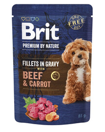 BRIT Premium Nature Dog Fillets in Gravy s hovädzím mäsom a mrkvou 24x85g