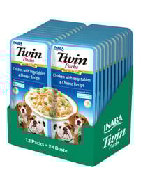 INABA Dog Twin kuracie, zelenina a syr vo vývare pre psov 24x40 g