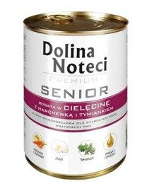 Dolina Noteci Premium Senior konzerva pre psov s teľacím mäsom s mrkvou a tymianom 400 g