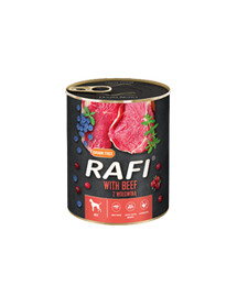 Rafi konzerva pre psov hovädzie mäso, čučoriedky a brusnice 800 g
