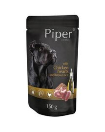Piper vrecko pre psy veľkých plemien s kuracími srdiečkami a hnedou ryžou 150 g