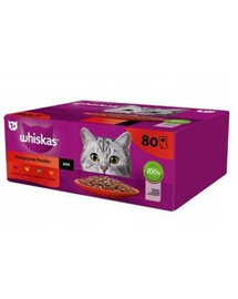 Whiskas kapsičky pre dospelé mačky s hydinovým, jahňacím, hovädzím a kuracím mäsom 80x 85 g