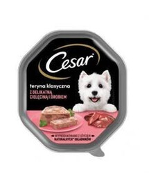CESAR 150 g kompletné krmivo pre dospelé psy s jemným teľacím a hydinovým mäsom