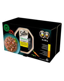 SHEBA Nature's Collection Hydinové príchute v omáčke kura s paprikou a morka s mrkvou 8x85g