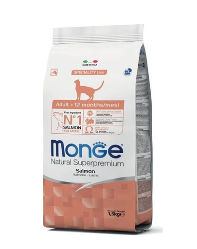 MONGE Cat Adult Losos 1.5kg granule pro dospělé kočky