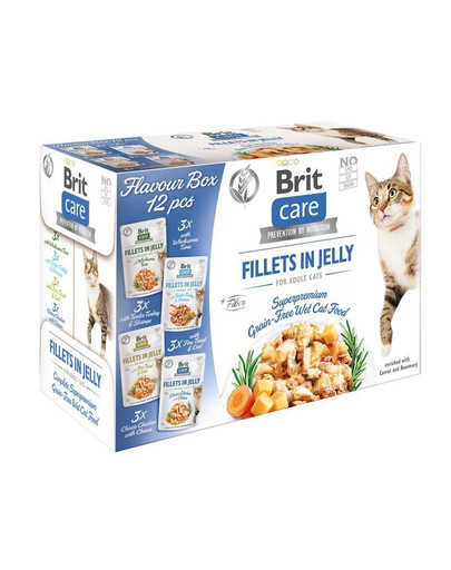 BRIT Care Cat Flavour Box v želé 12x85g zmiešané príchute v želé