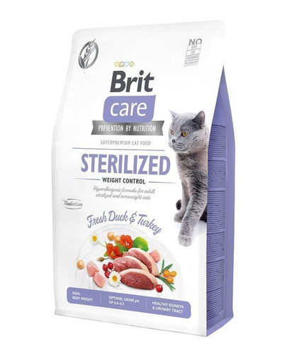 BRIT Care Cat bez obilnín, sterilizované a s kontrolovanou hmotnosťou 7 kg