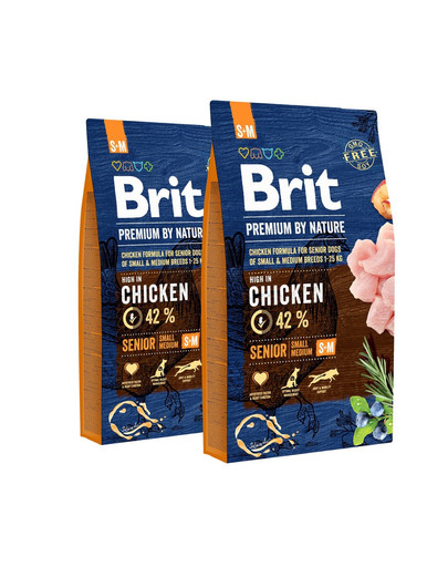 BRIT Premium By Nature Senior Malý Stredný S+M 2 x 8 kg