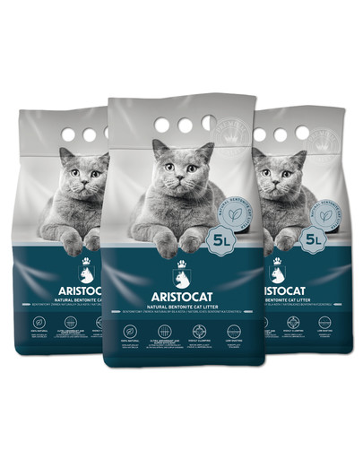 ARISTOCAT Bentonit Plus prírodná bentonitová podstielka 15 l (3 x 5 l)