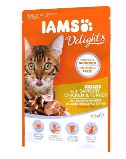 IAMS Cat Adult All Breeds kura a morka v omáčke 85 g