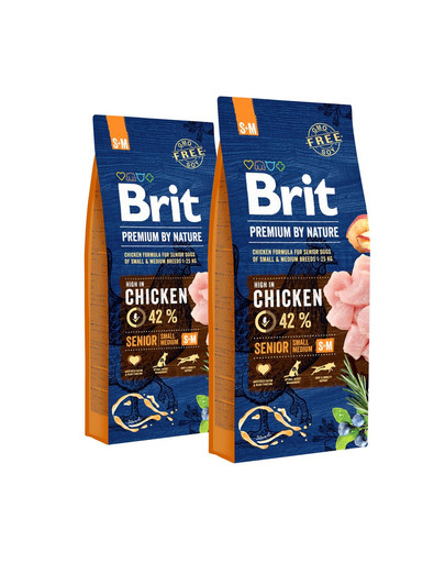 BRIT Premium By Nature Senior Malý Stredný S+M 2 x 15 kg