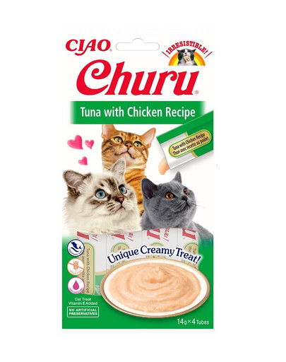 INABA Churu Cat Pyré z tuniaka s kuracím mäsom 4x14g