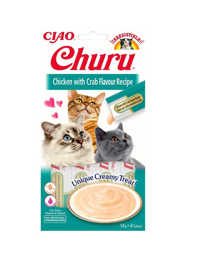 INABA Churu Cat kuracie mäso a krab 4x14g